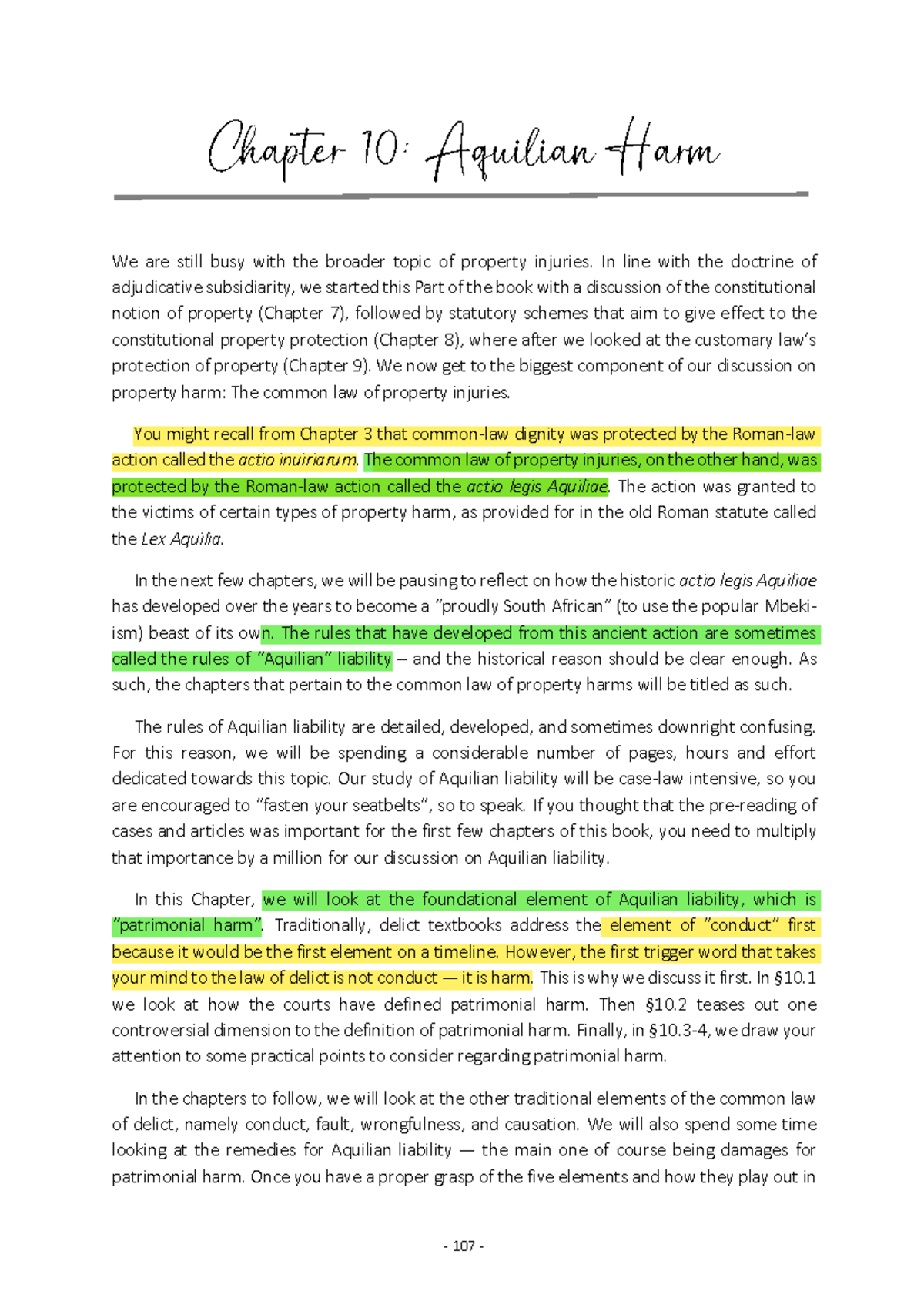 Chapter 10: Aquilian Harm - Property Injury Insights and Case Law - Studocu