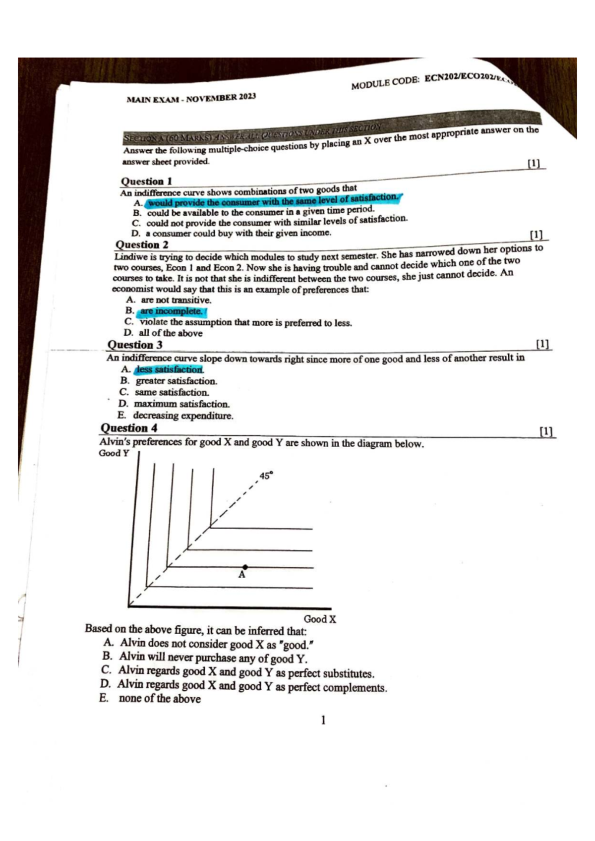 Economics practice exam questions for module code: EC02 02A2 - Studocu