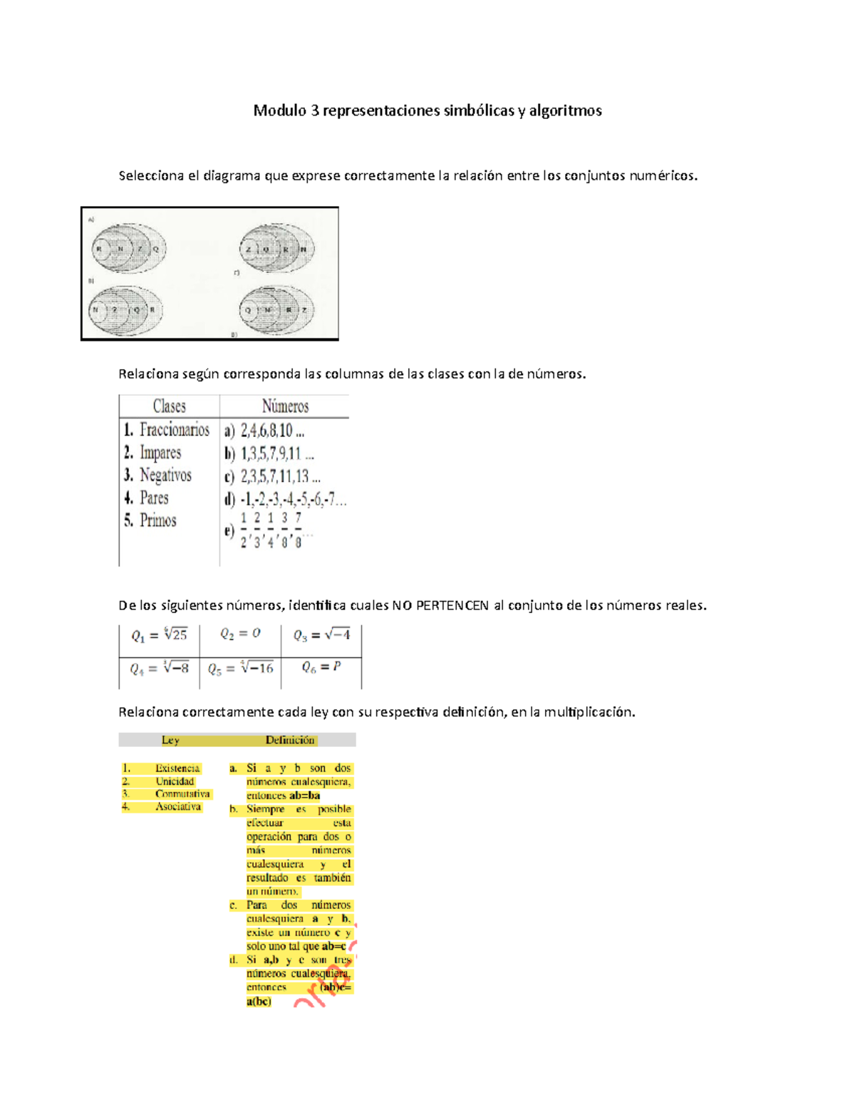 Modulo 3: Representaciones Simbólicas y Algoritmos en Matemáticas - Studocu
