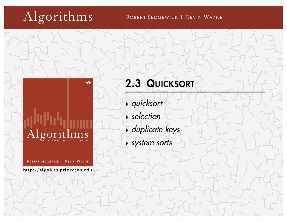 23-Algorithms: Quicksort Overview and Analysis Notes - Studocu