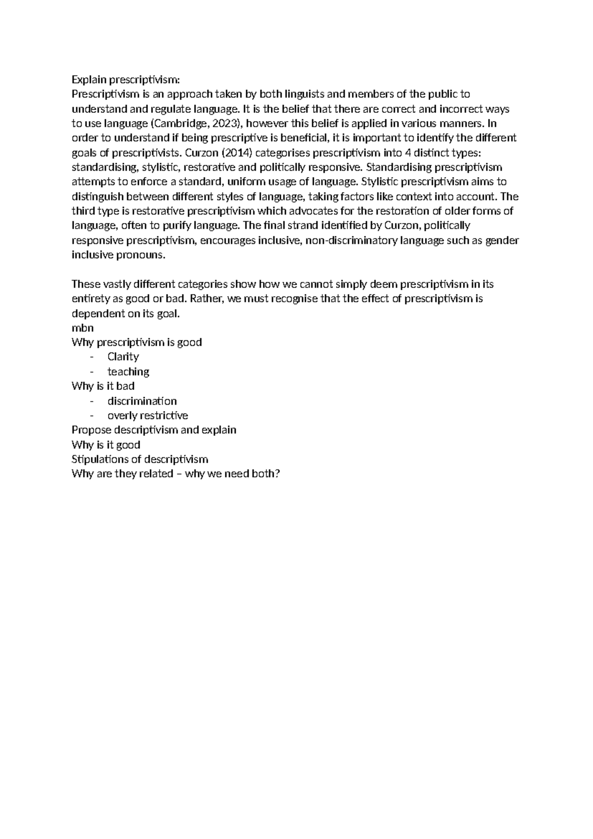 Understanding Prescriptivism: Types, Benefits, and Critiques - Studocu