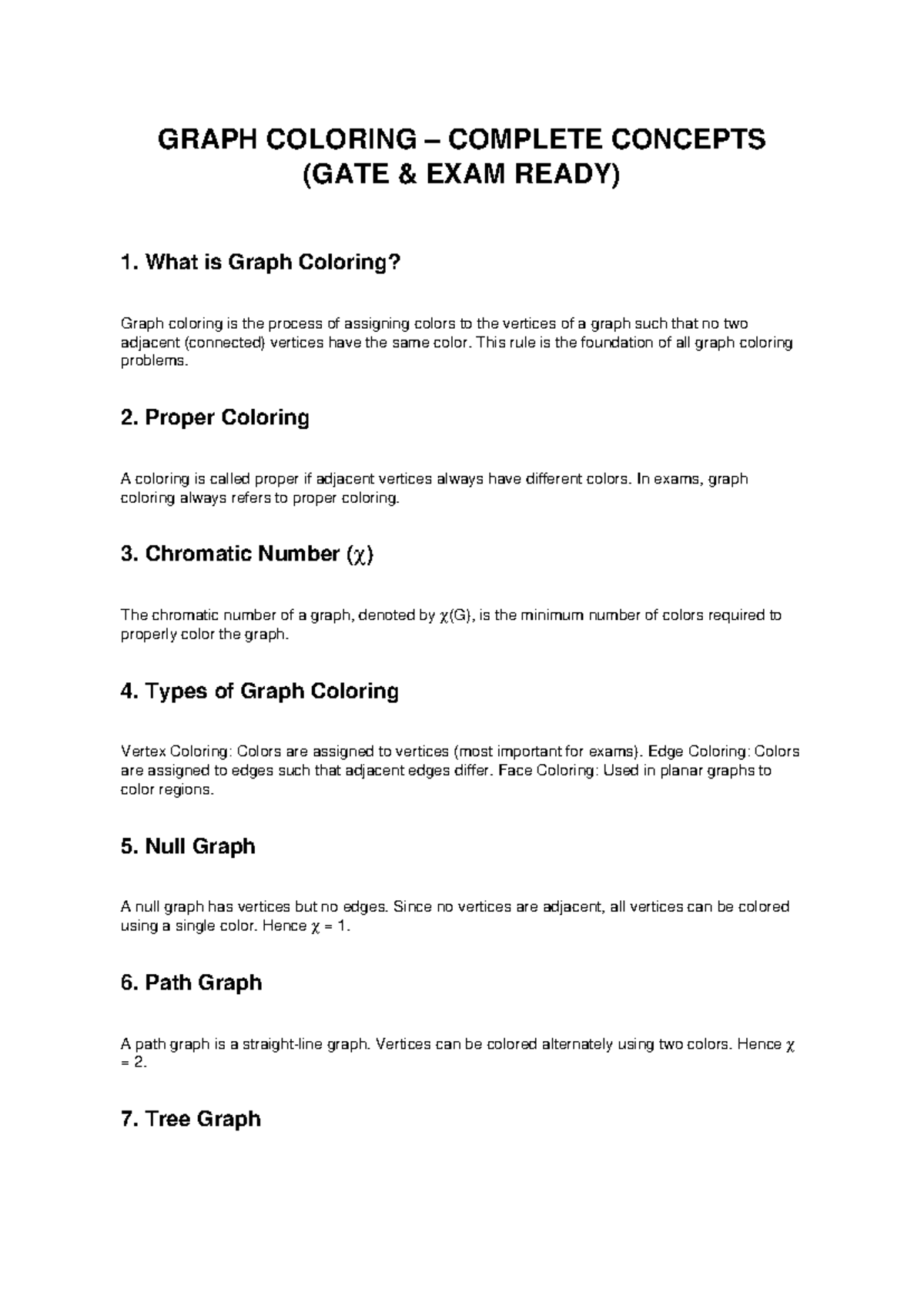 Graph Coloring Complete Notes (GATE EXAM READY) - Studocu
