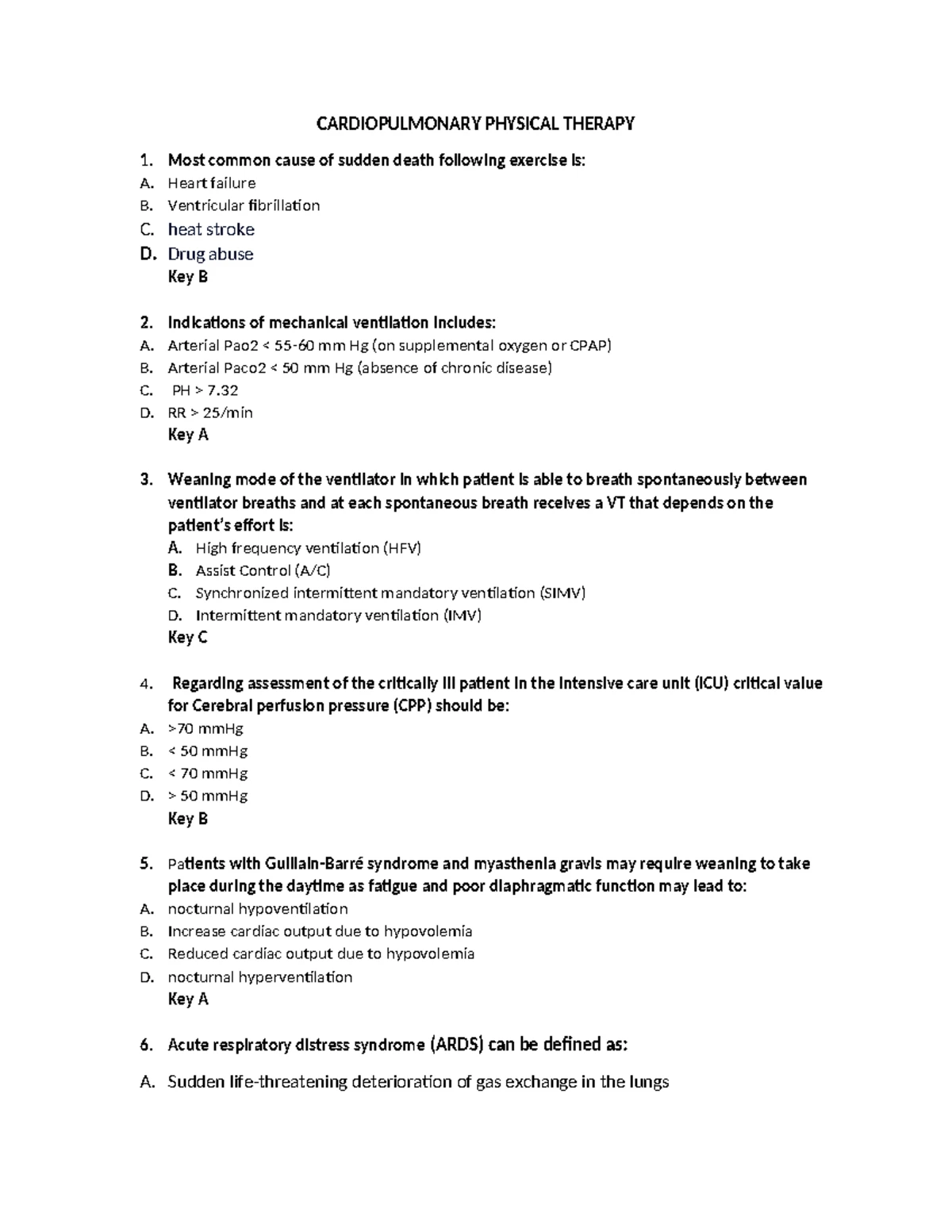 CPT Final Exam Practice Paper for JSMU - CP-PT Major - Studocu