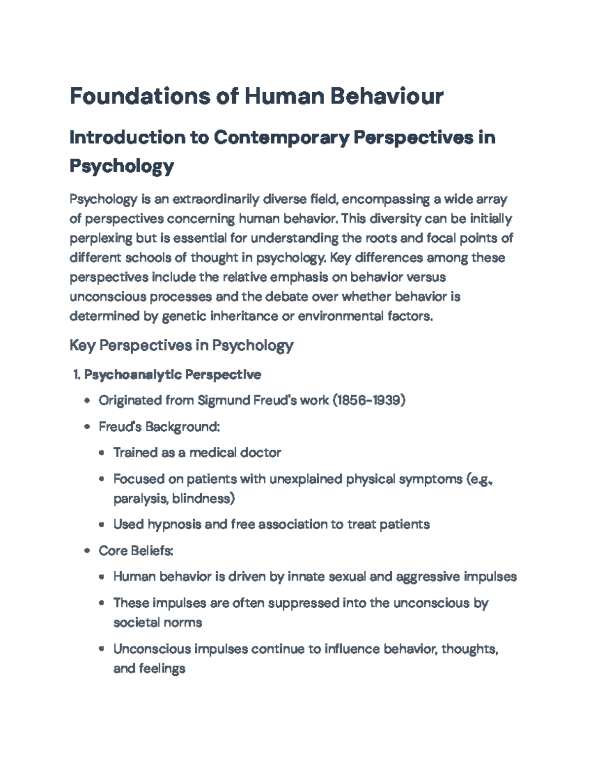 Foundations of Human Behavior: Key Perspectives in Psychology ...
