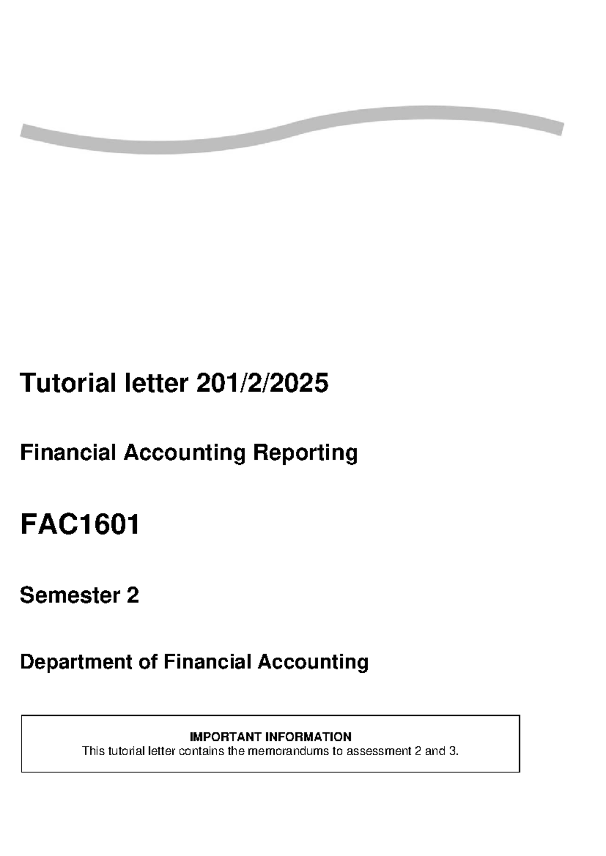 FAC1601 Assessment 2 Solutions: Financial Accounting Reporting - Studocu