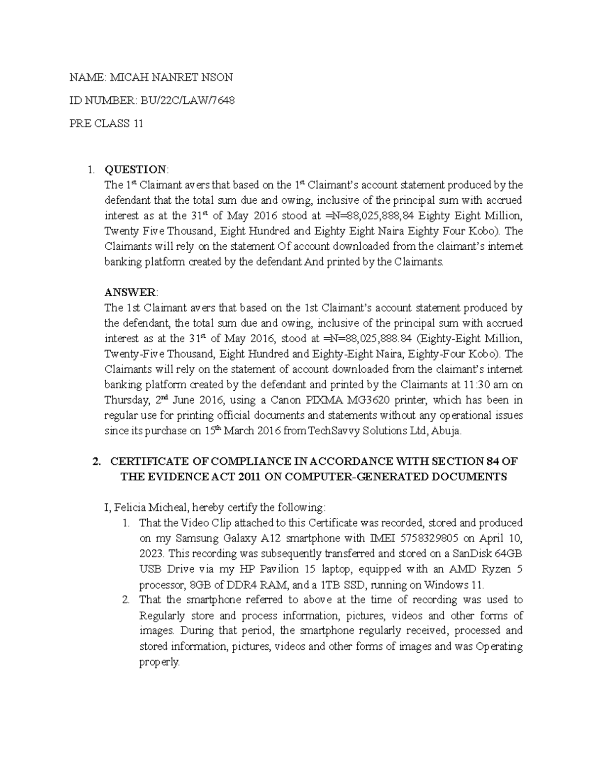 Debate on Evidence Law: Section 84(2) & 84(4) Analysis - Studocu