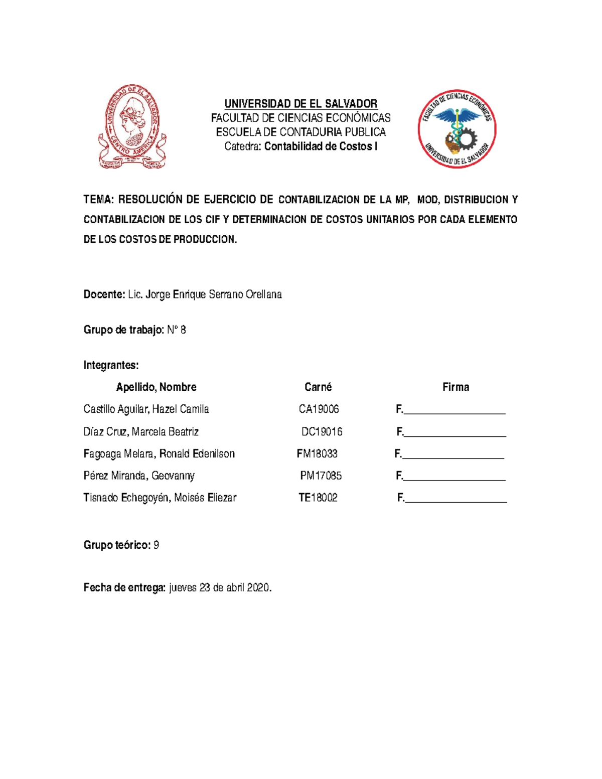 Resolución del Ejercicio de Costos I: Contabilización y Análisis - Document Preview