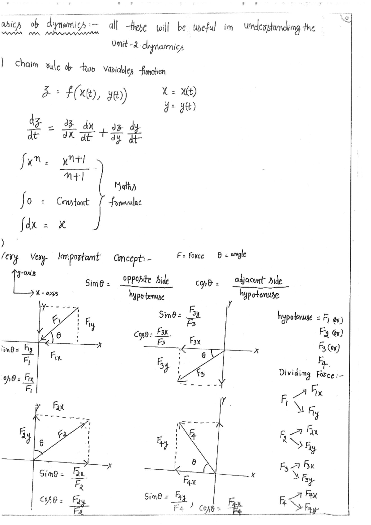 Unit-2 Dynamics: Understanding Chain Rule for Fluid Forces - Studocu
