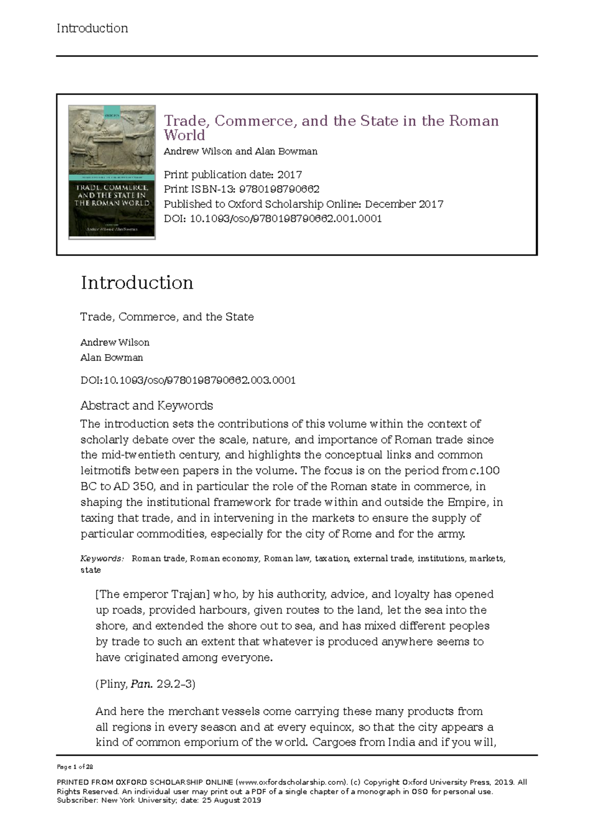 Exam 2: Trade, Commerce, and the Roman State Analysis - Studocu
