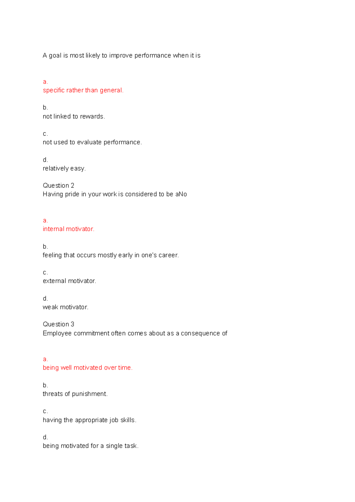 MGT Quiz 2: Key Concepts in Employee Motivation and Job Design - Studocu