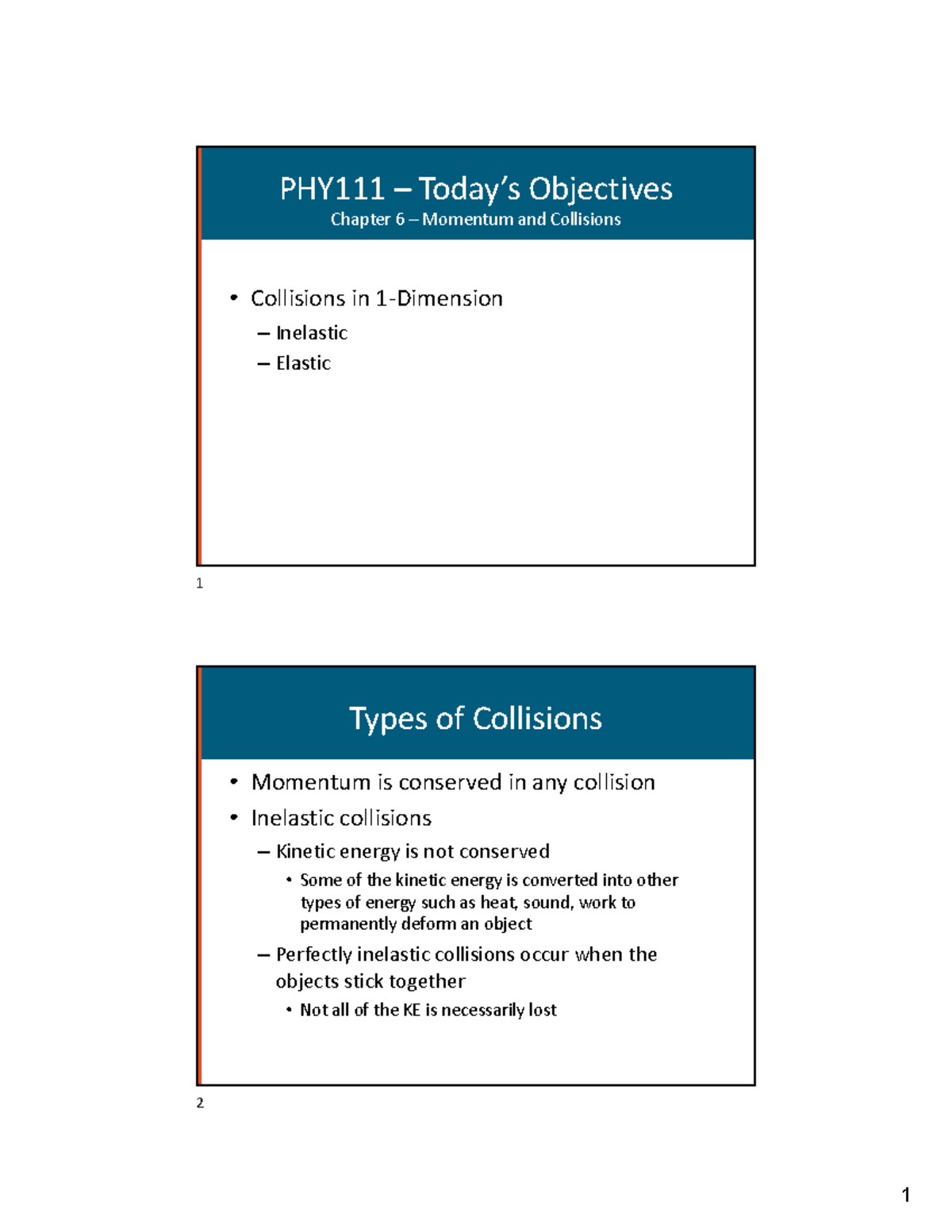 PHY111 Final Exam Study Notes: Momentum & Collisions Overview - Studocu