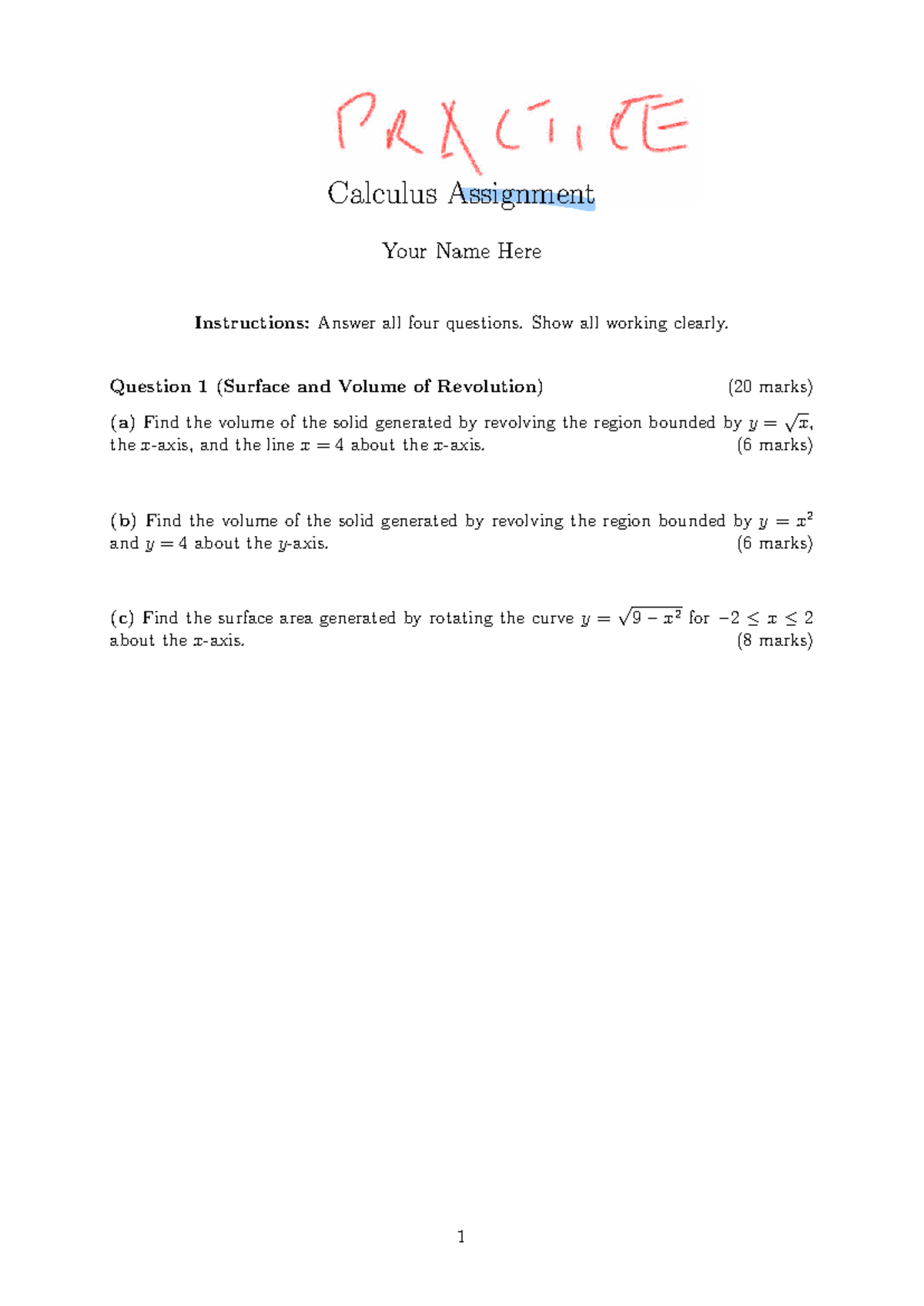 CAT 2 Calculus 2 Assignment Solutions - May 2026 - Studocu