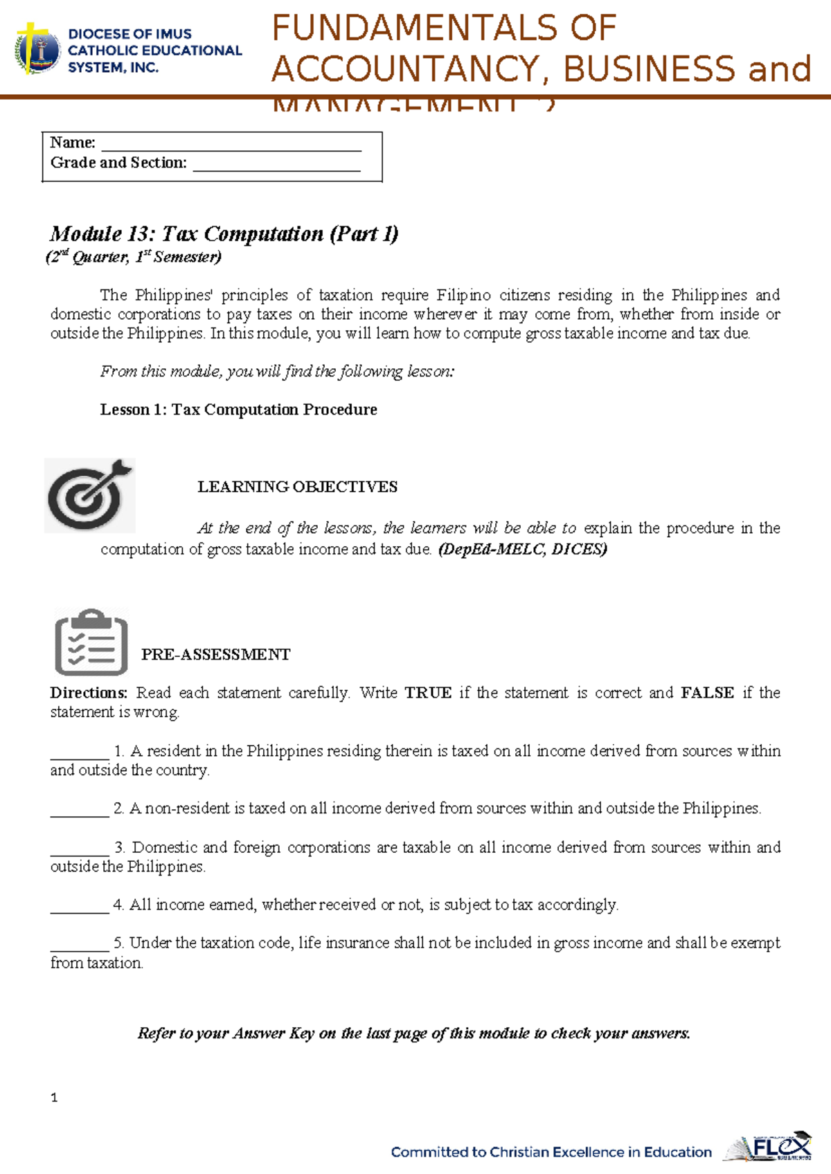 Module 13 - Tax Computation Procedures in ABM 2: Understanding Tax ...