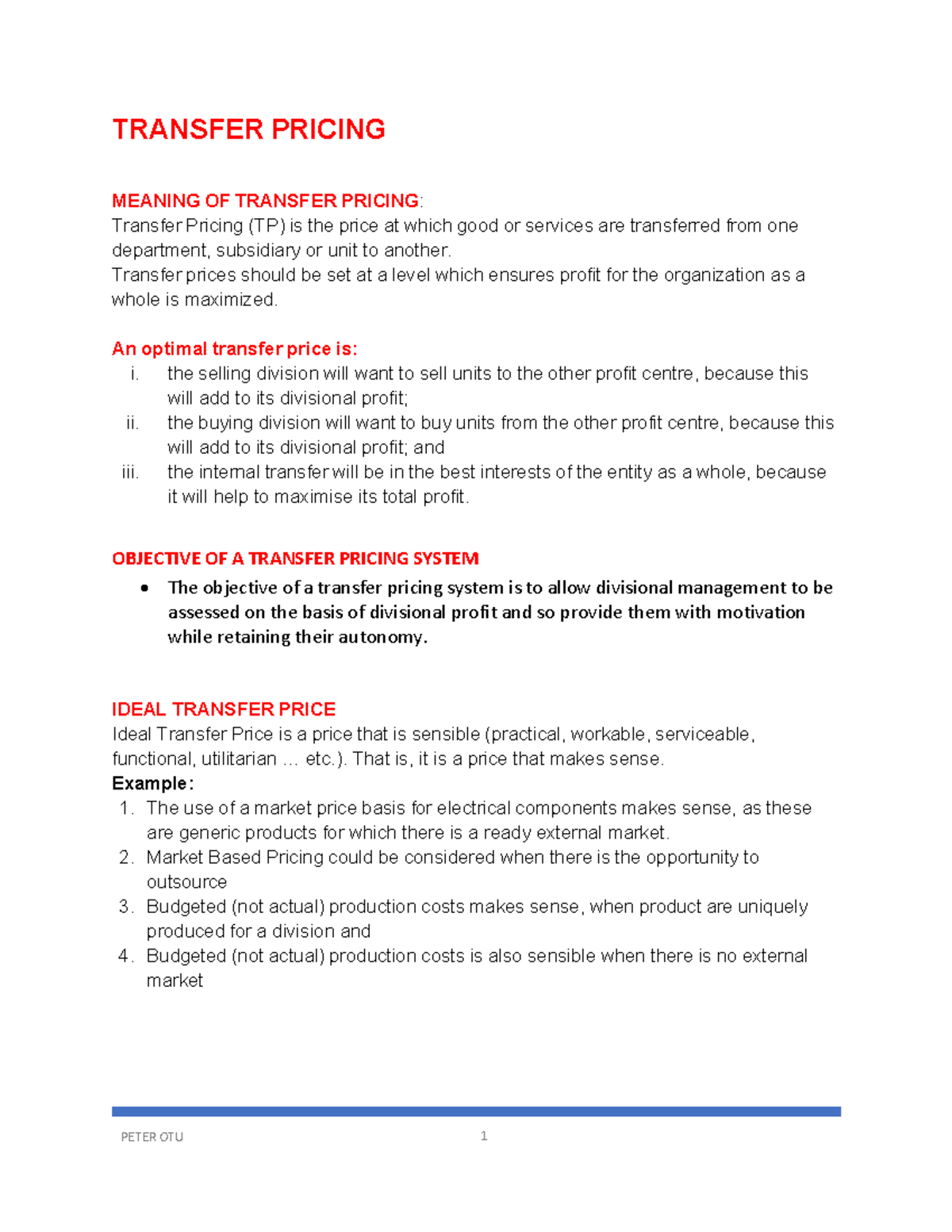 Transfer Pricing Overview - ICAN 2026 - TN - Studocu