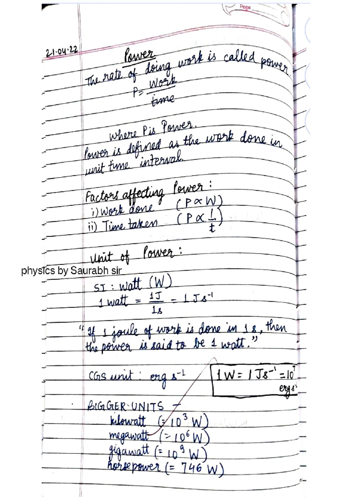 Power Notes-1: Understanding Kinetic Energy Concepts - Studocu
