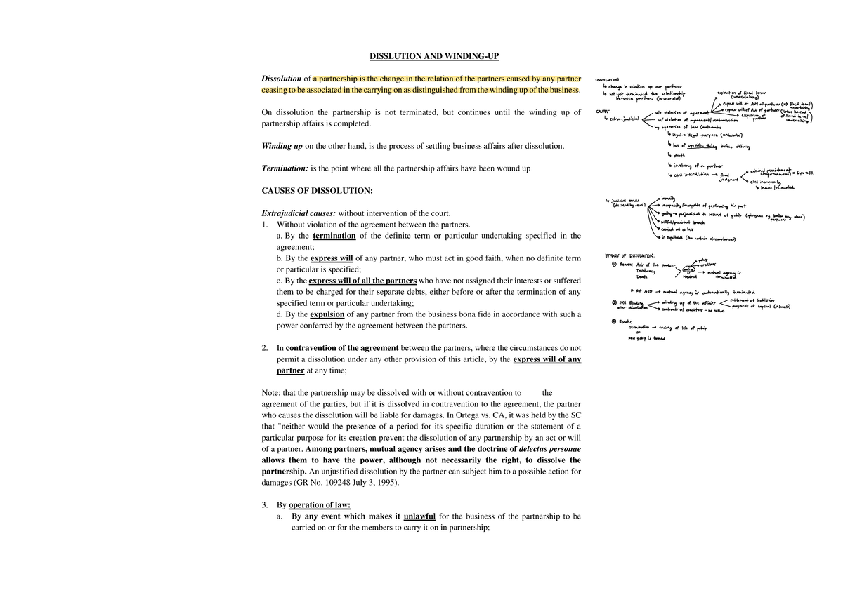 LPC Handout 02 - Dissolution of Partnership and Its Effects - Studocu