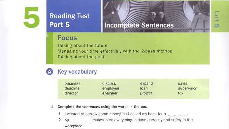 Unit 5 Reading Test Part 5: Future and Past Verb Forms - Studocu