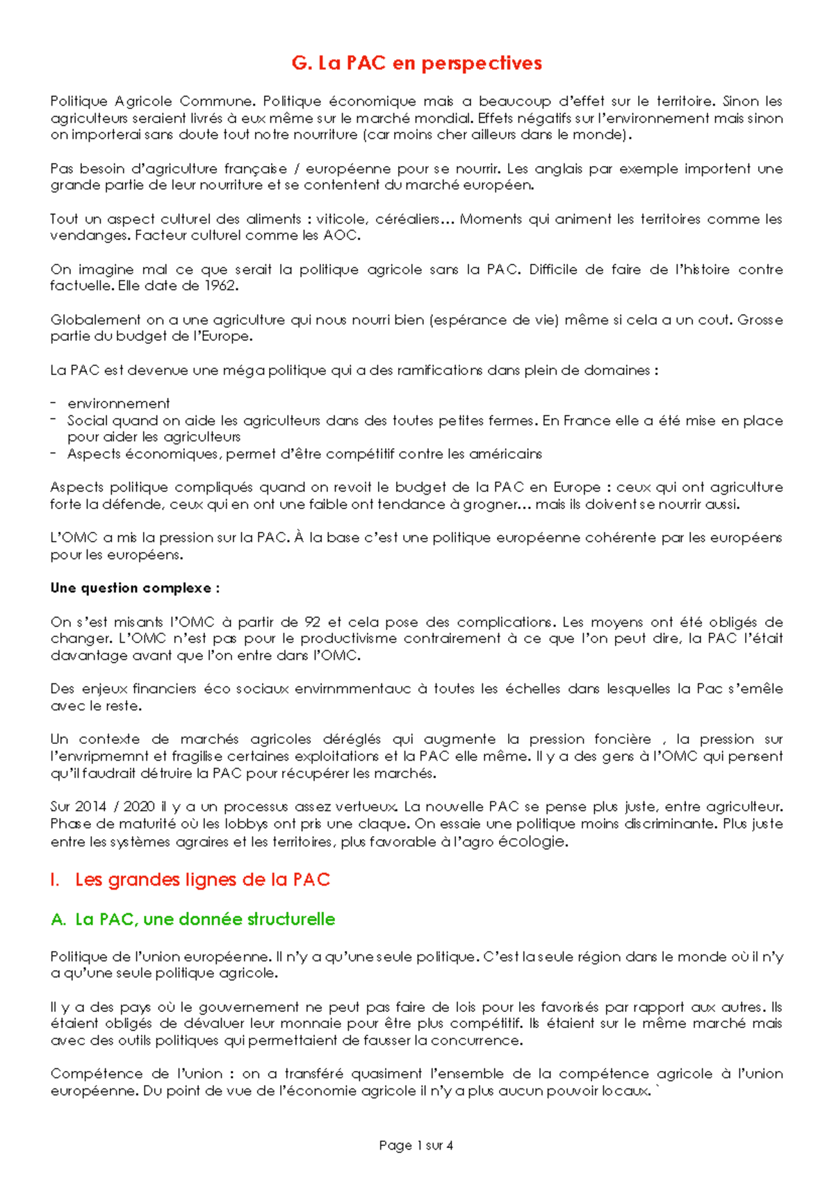 CM 7 - Géographie rurale - G. La PAC en perspectives Politique Agricole ...