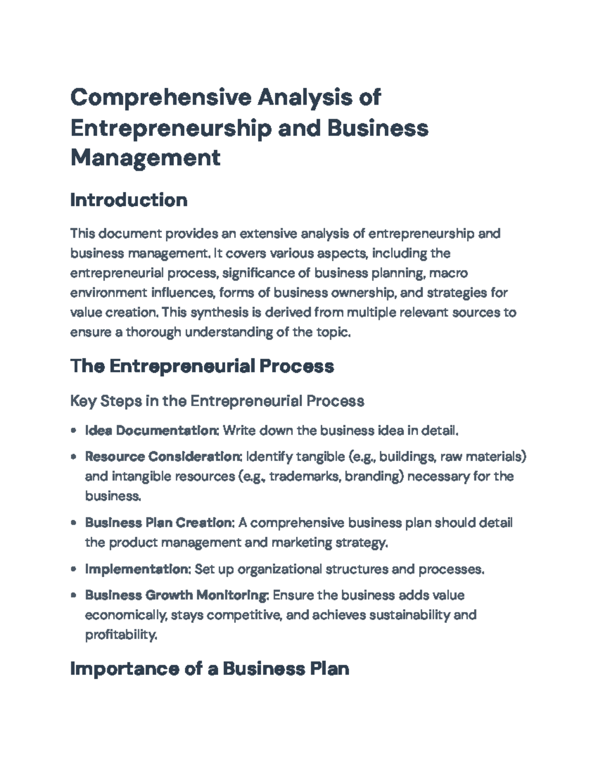 Comprehensive Guide to Entrepreneurship & Business Management (BUS101 ...