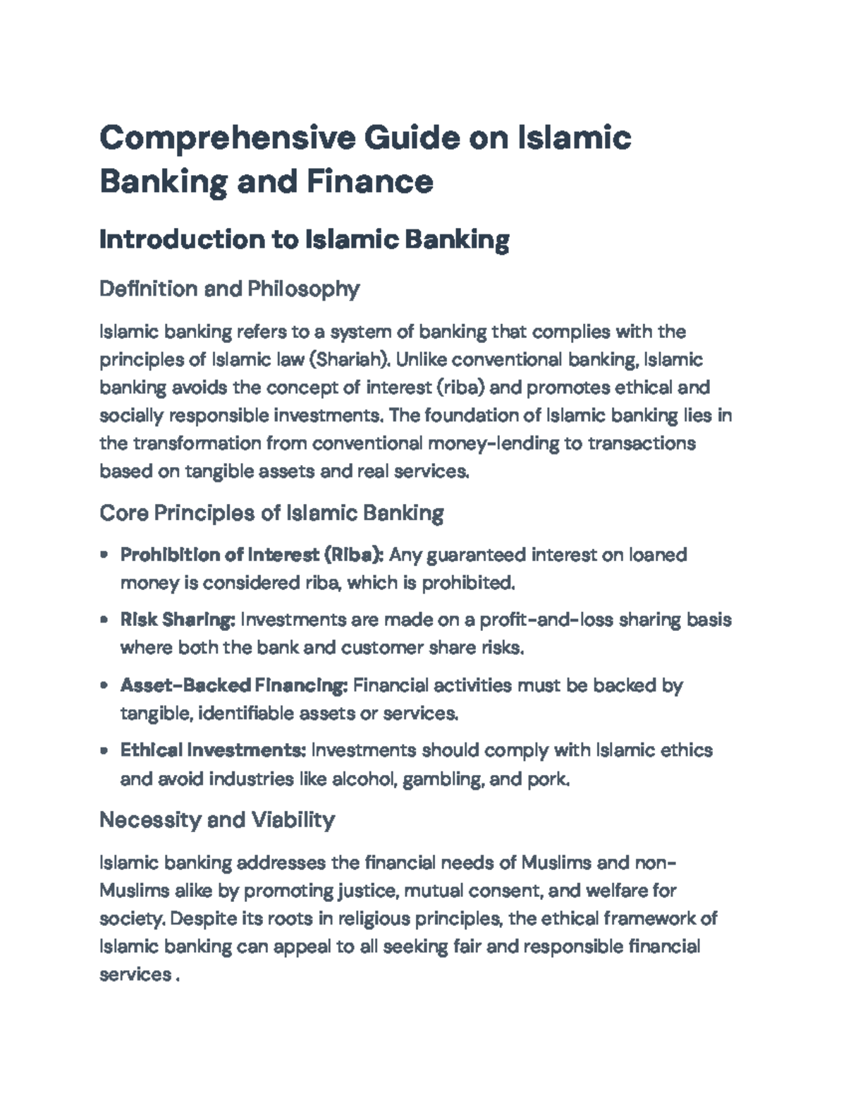Islamic Banking and Finance Overview: Principles and Practices ...