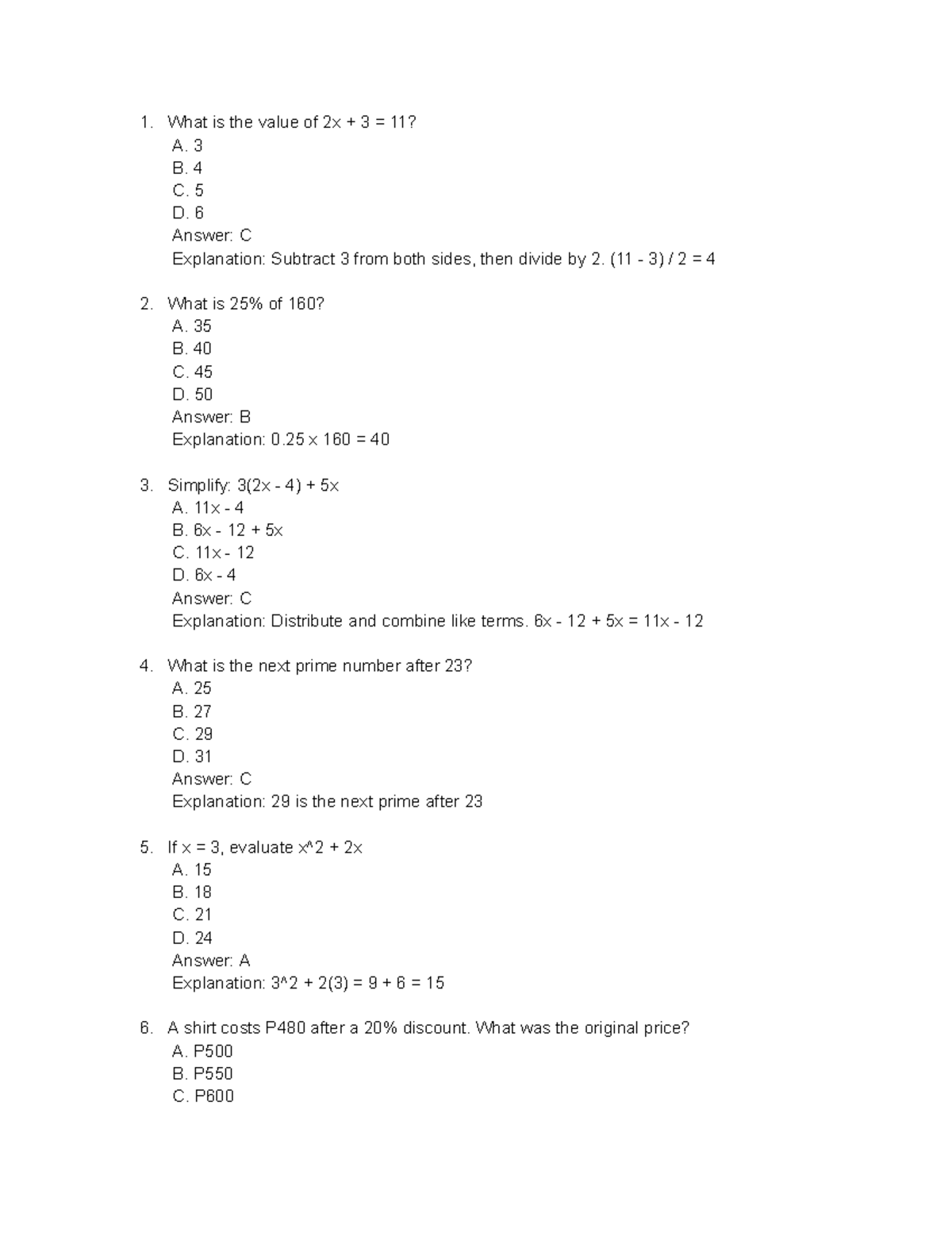 Math 01 Final Exam Reviewer: Key Concepts & Solutions - Studocu