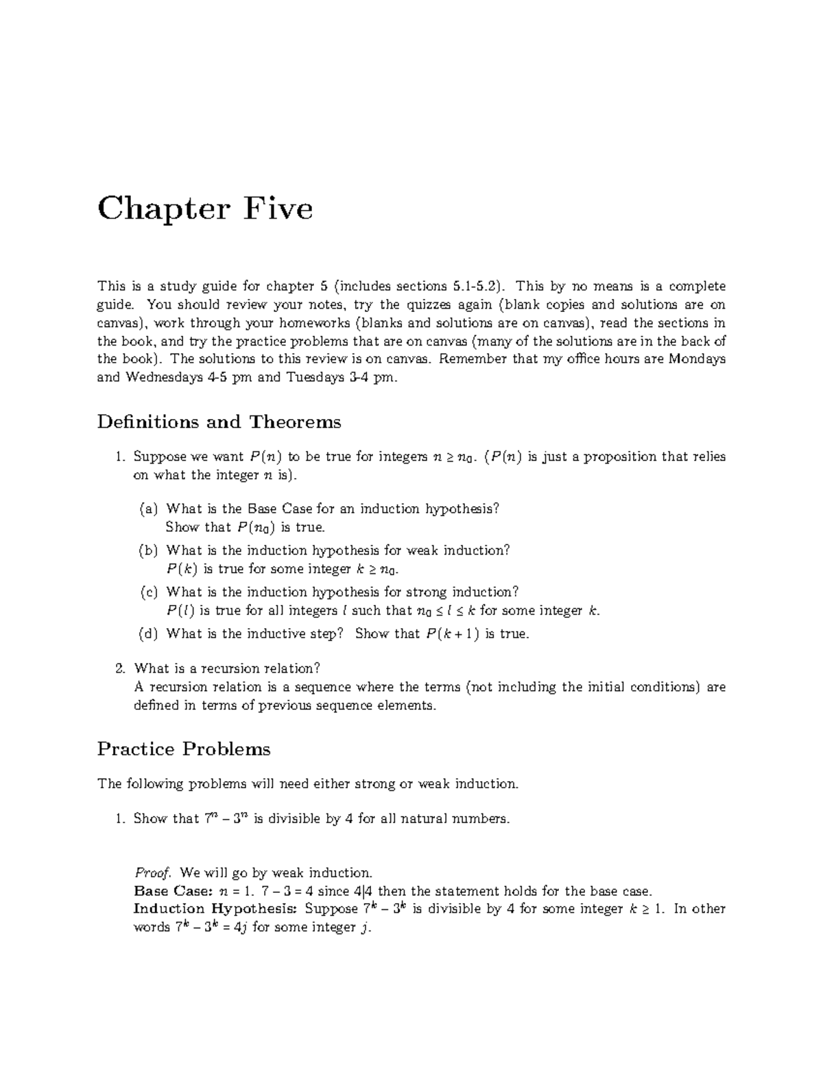 Chapter 5 Study Guide Solutions for Induction Techniques - Studocu