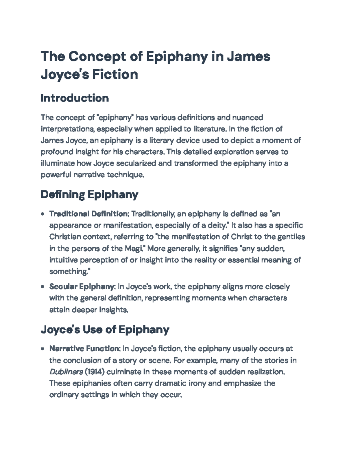 The Concept of Epiphany in James Joyce's Fiction: Analysis and Insights ...