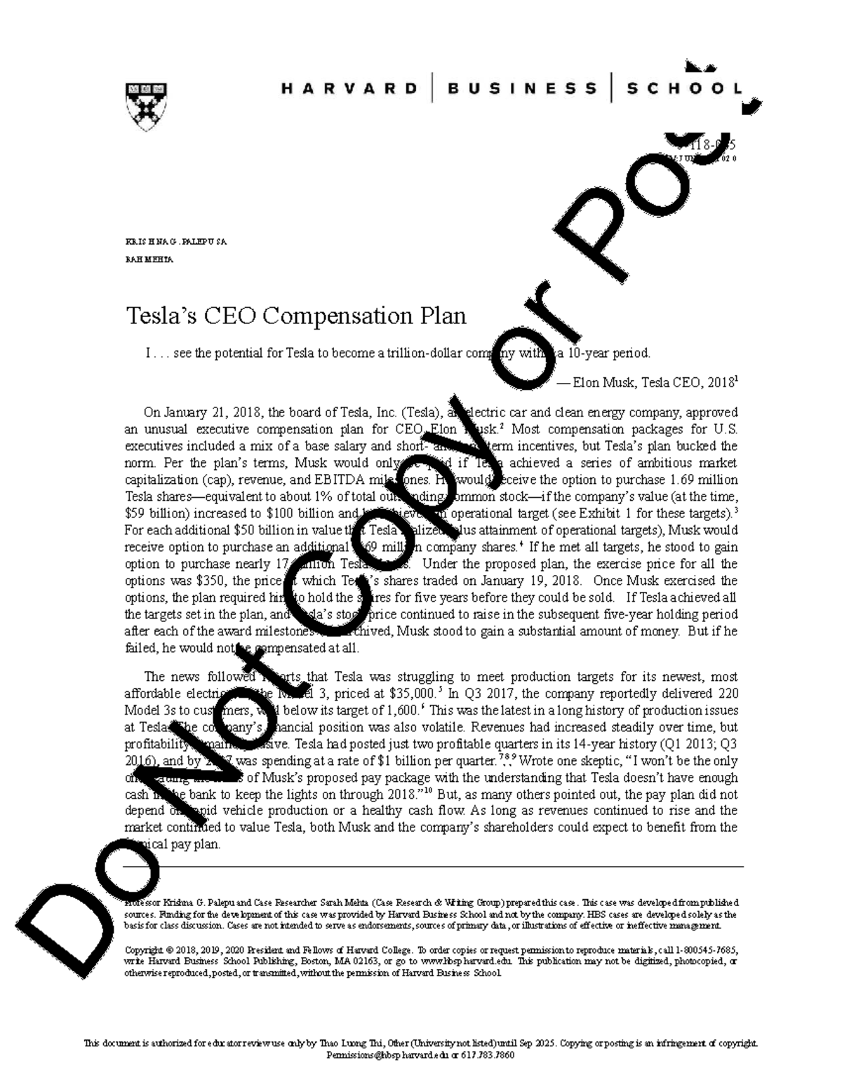 CEO Compensation Plan for Elon Musk: A Case Study on Tesla's Unique ...
