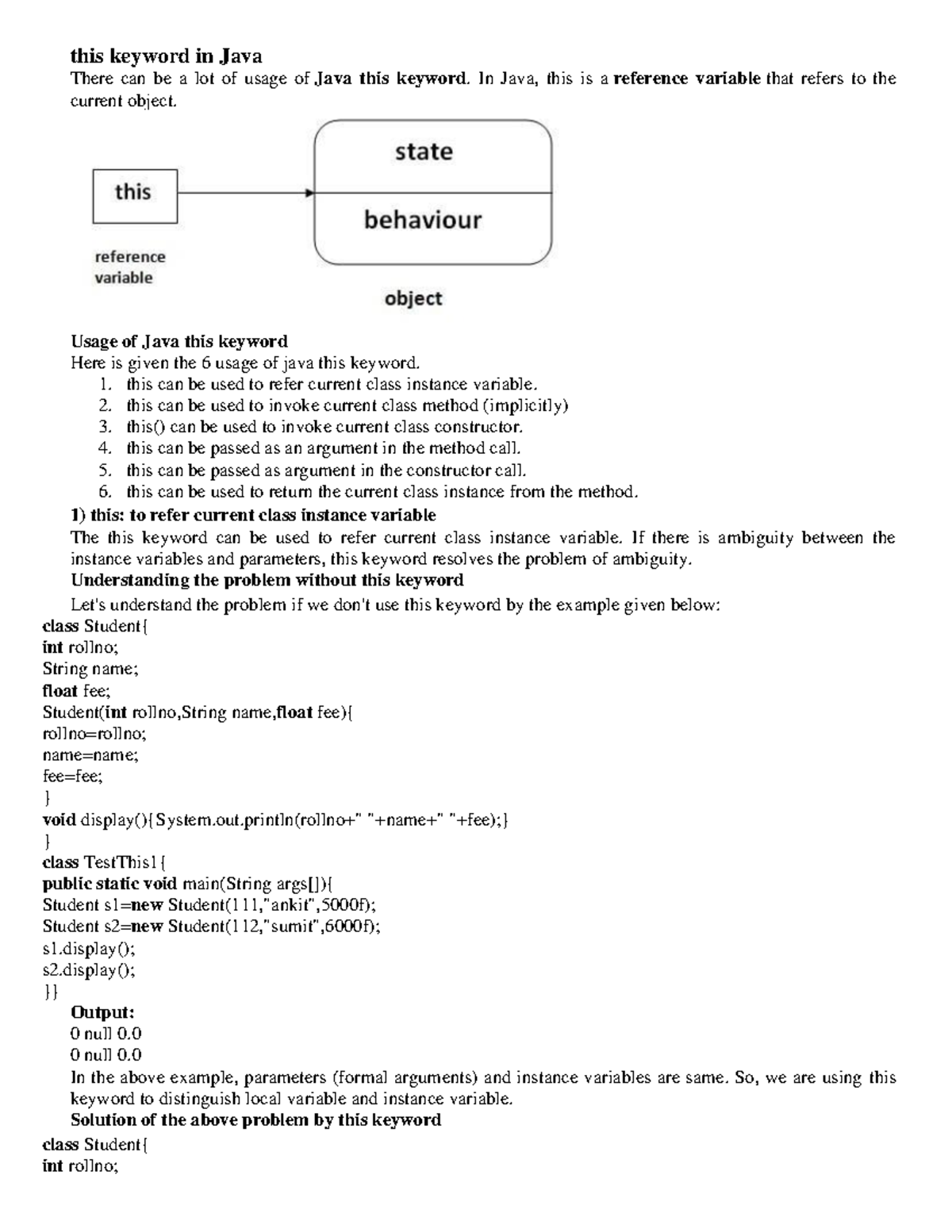 Java Chapter-2: Understanding the 'this' Keyword in Java - Studocu