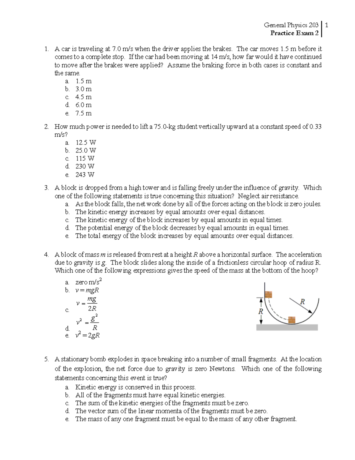 General Physics 203 Practice Exam 2: Key Concepts and Problems - Studocu