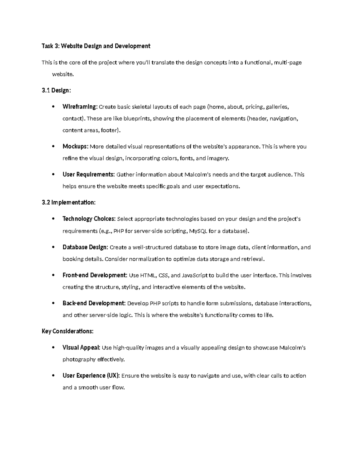 Task 3 - WDD - Task 3: Website Design and Development This is the core ...