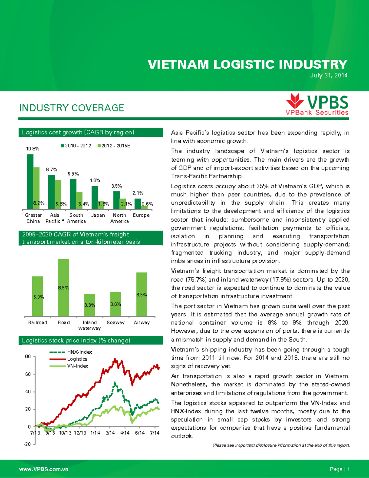 Logistics Report Analysis of VP Bank - July 31, 2014 - Code 0731 E ...