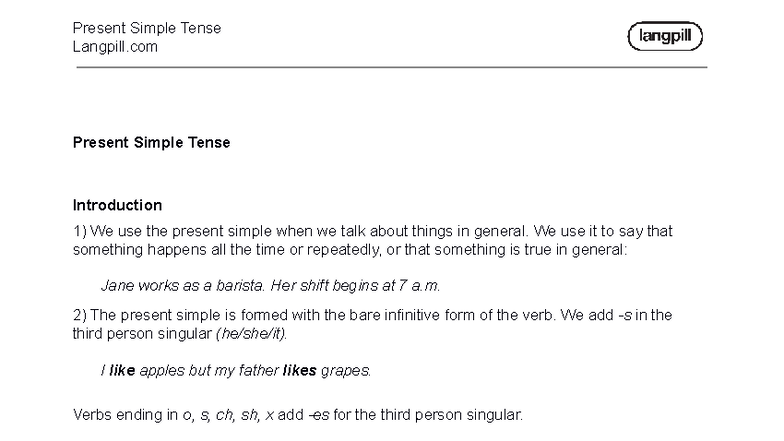 English Grammar: Present Simple Tense Overview (Course Code: 01) - Studocu