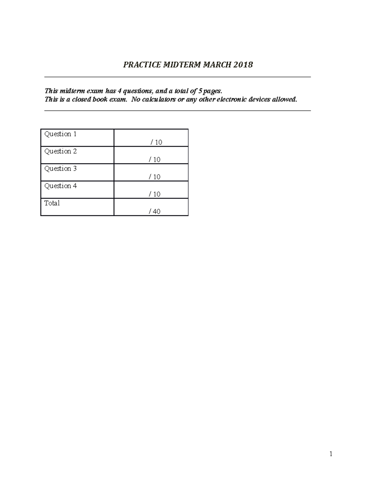 Practice MTW 2018 Solution - This midterm exam has 4 questions, and a ...