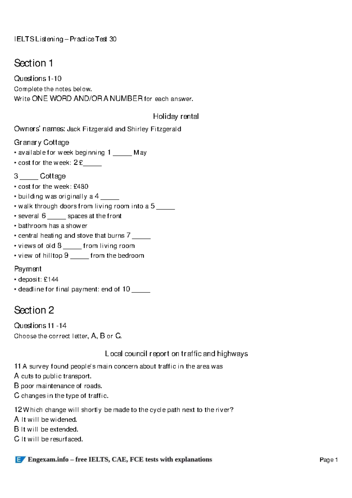 IELTS Listening Practice Test 30: Complete Notes and Answers - Studocu