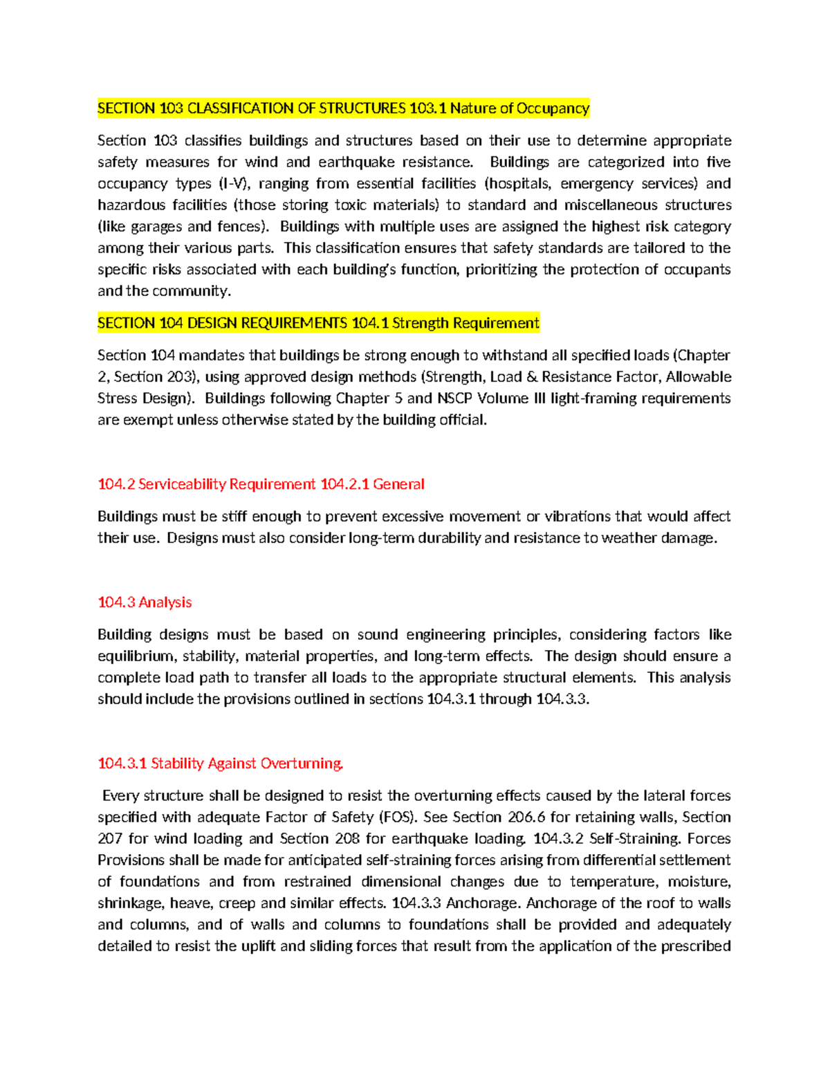 BSD 103 Building Codes: Classification, Design, and Safety Standards ...