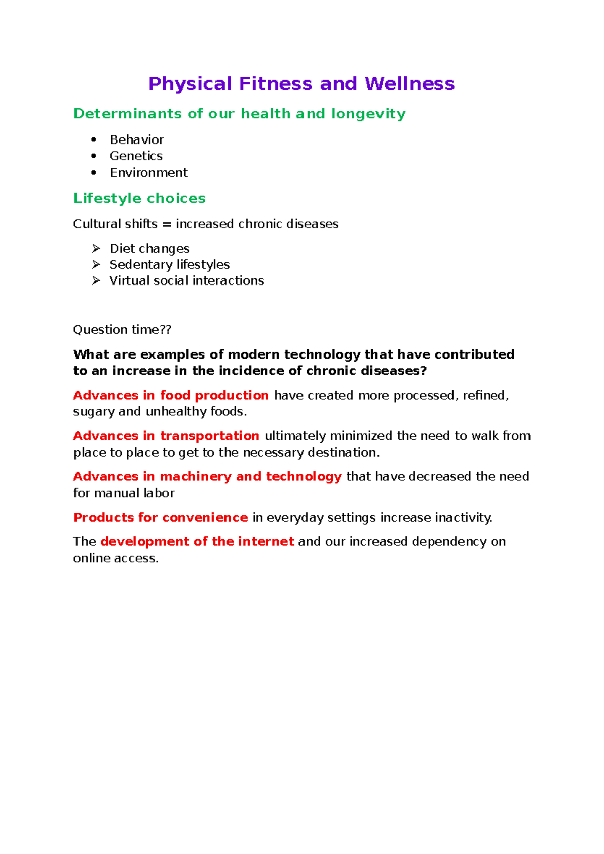 Physical Fitness and Wellness - Chapter 1 Overview - Studocu