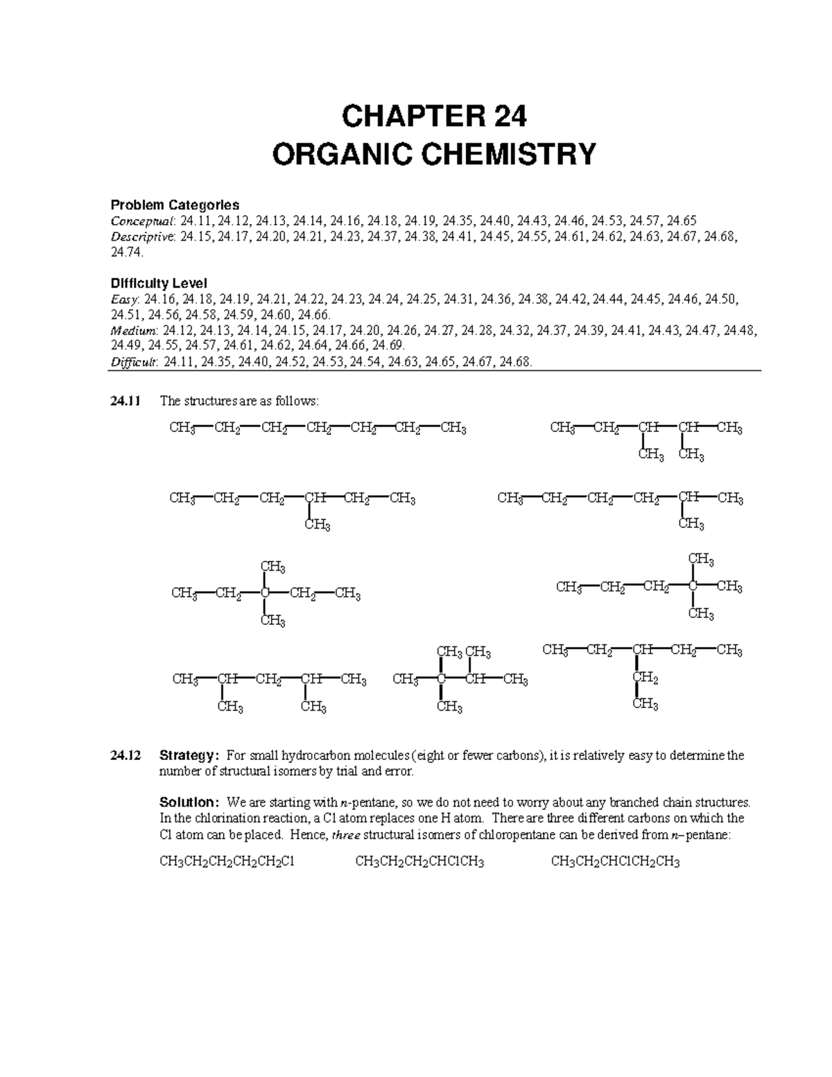 CH24 Organic Chemistry Problem Categories & Solutions - Studocu