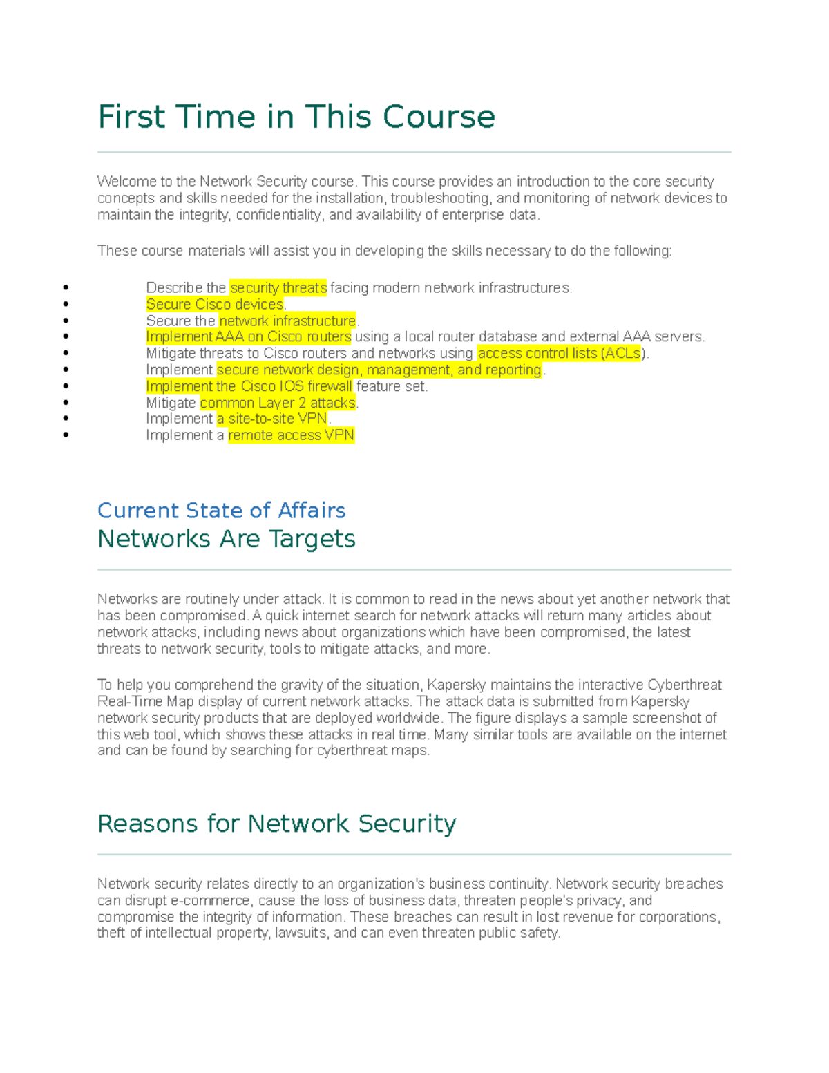 Chapter 1: Introduction to Network Security Concepts and Threats - Studocu