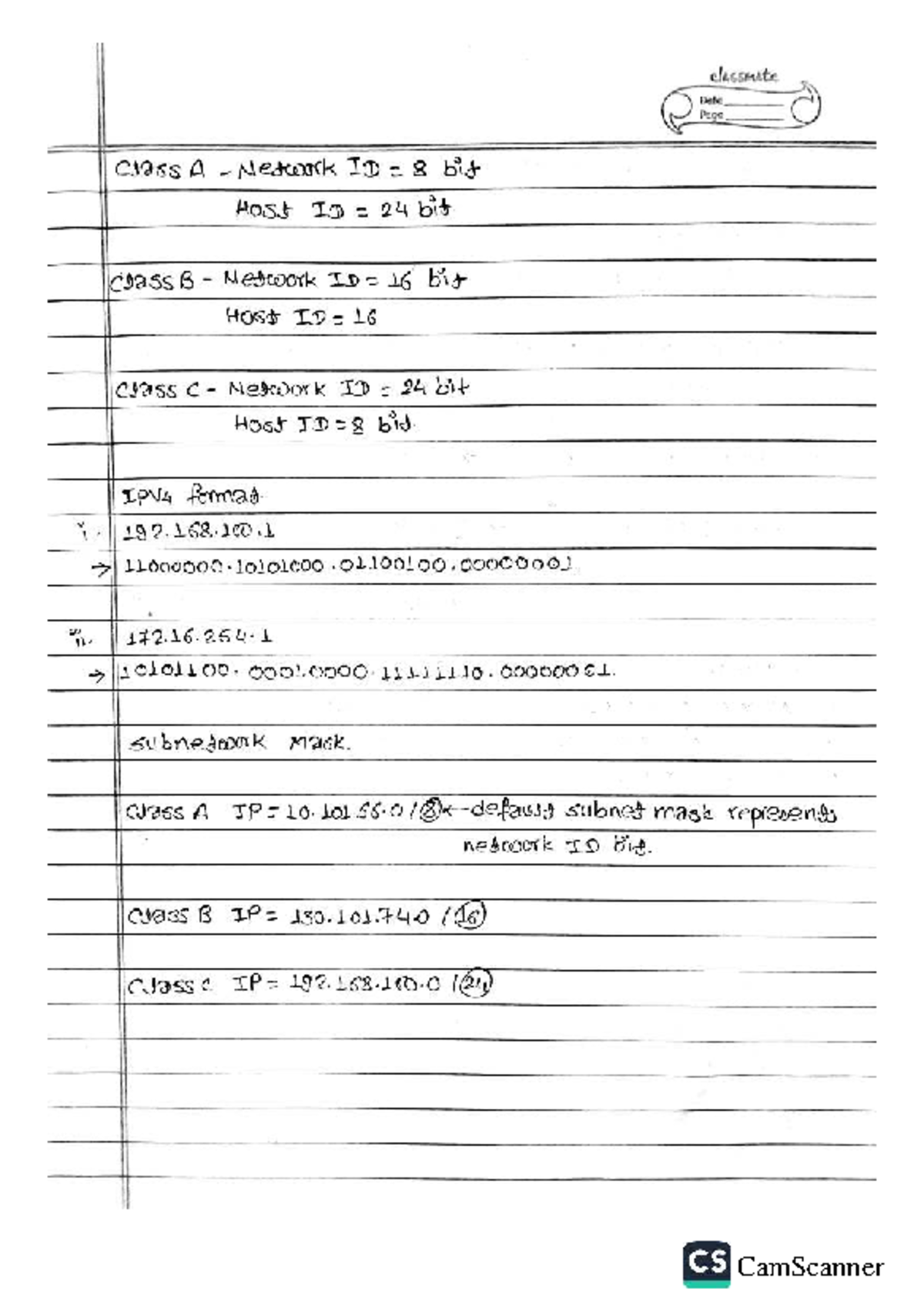 CS Computer Network Subnetting and IP Addressing Notes - Studocu