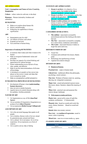 ART APP - Lesson 1 - none - UNDERSTANDING ARTS AND HUMANITIES: WHY THEY ...
