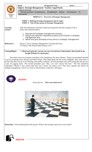 Module 3 Strategic Mgt - For BSA/BSMA students - MODULE 3: The Business ...