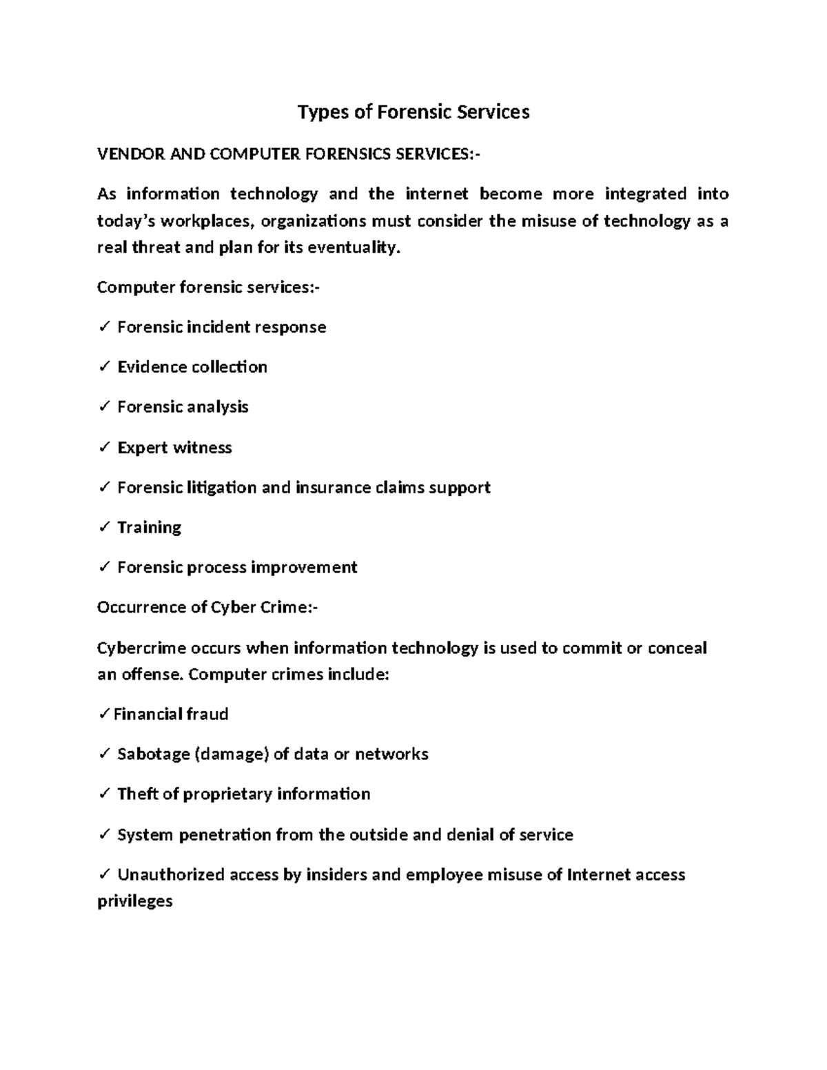 Computer Forensics Study: Part 3 - Types of Forensic Services - Studocu