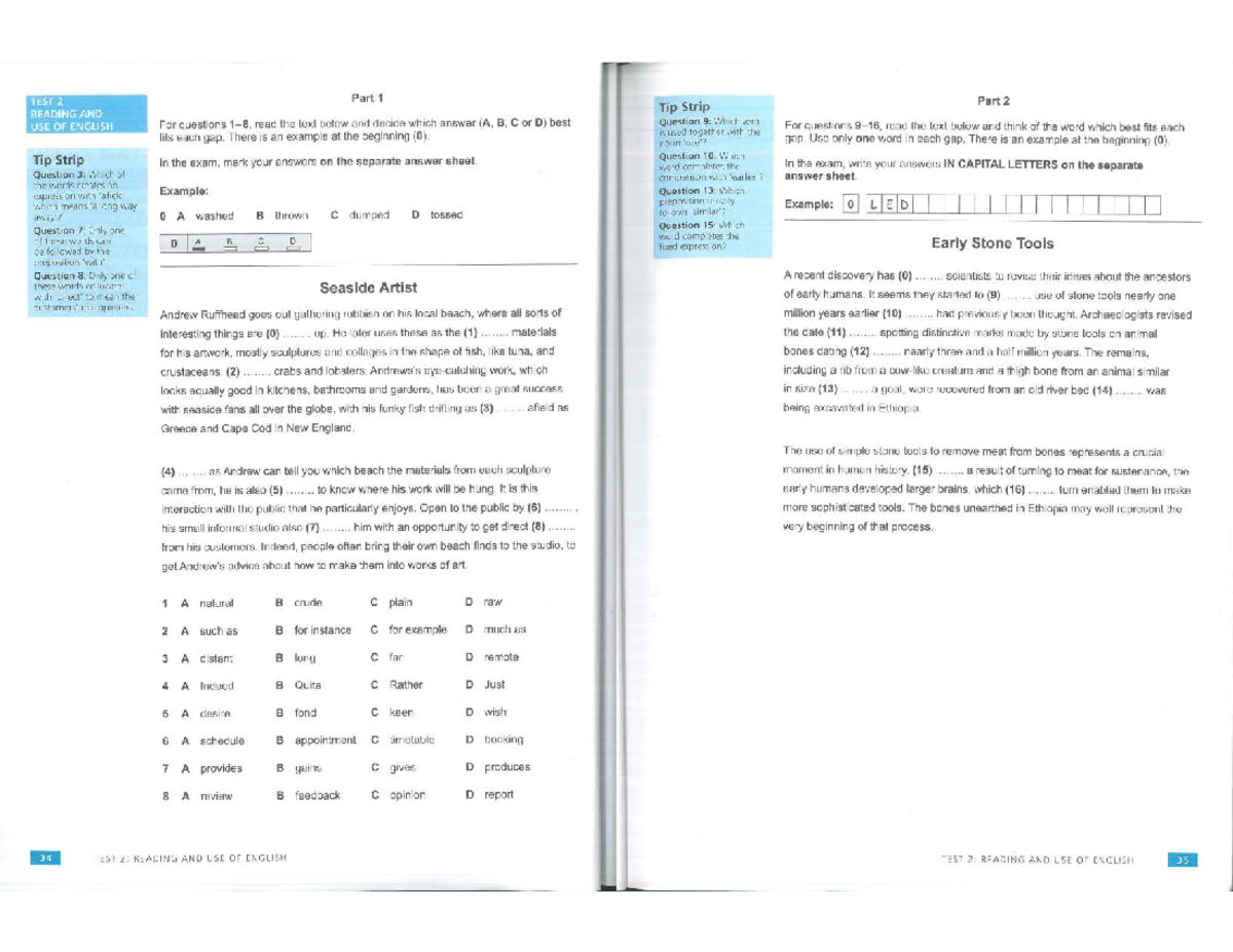 TEST 2: READING AND USE OF ENGLISH - COMPREHENSION AND ANALYSIS - Studocu