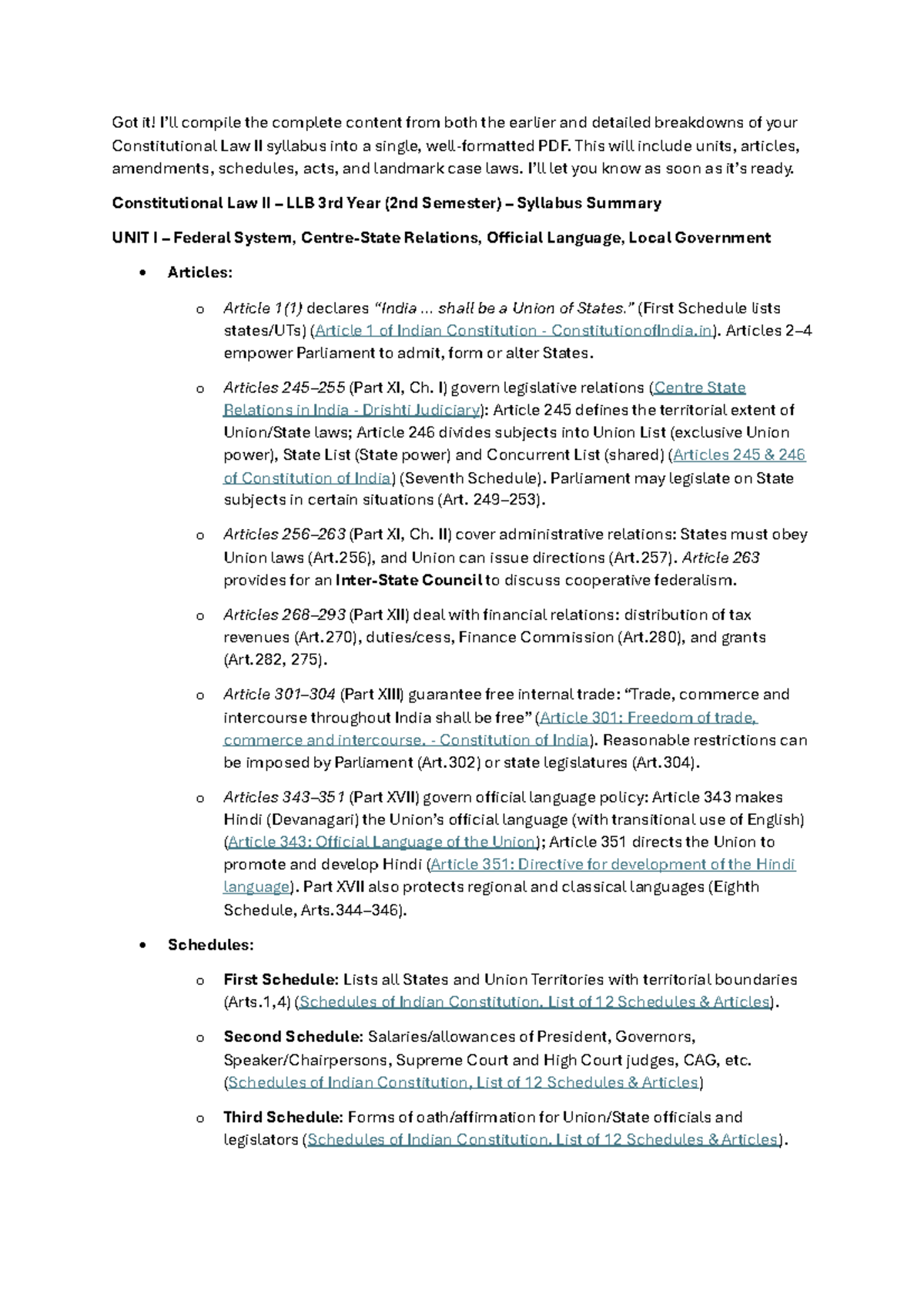 Constitutional Law II LLB 3rd Year (2nd Sem) Syllabus Overview and Key ...