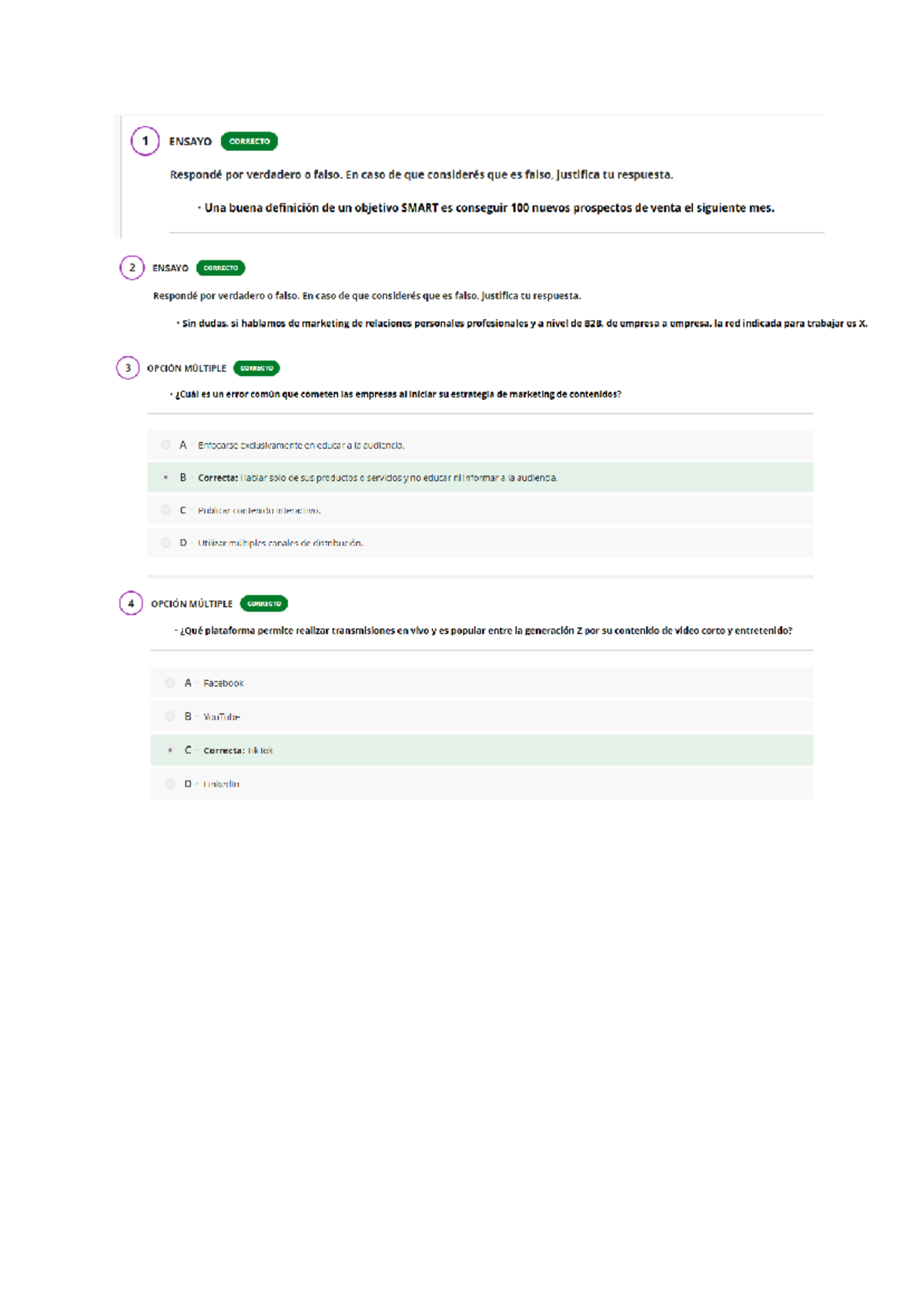 1er Parcial de Marketing Digital: Verdadero o Falso y Opciones ...