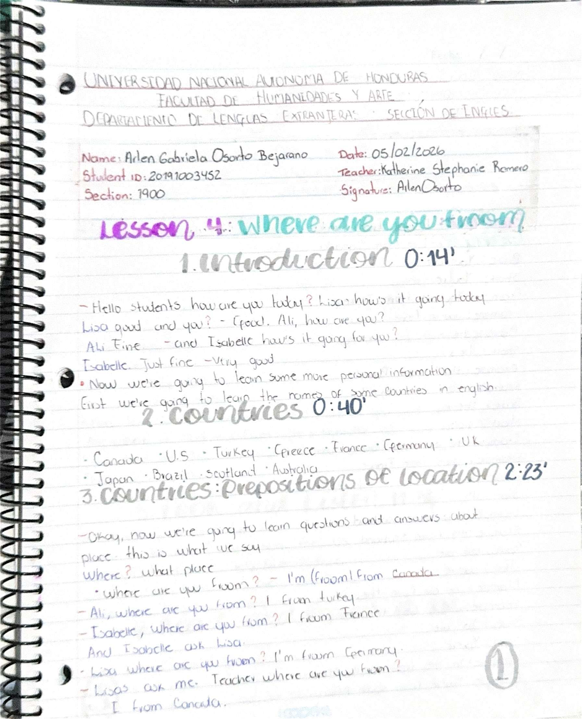U1T4a14 - Lesson 4 Notes: Where Are You From? - Studocu