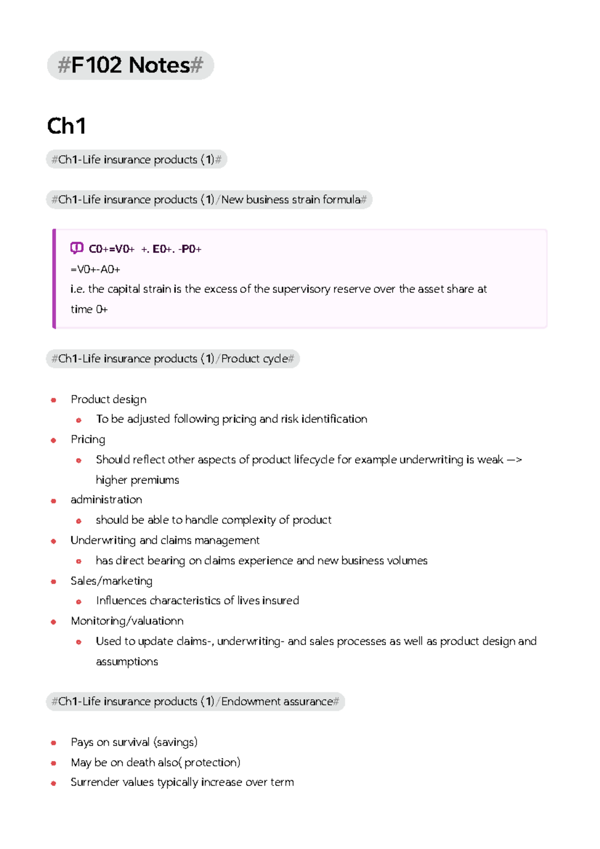#F102 Notes: Comprehensive Overview of Insurance Products and Risks ...