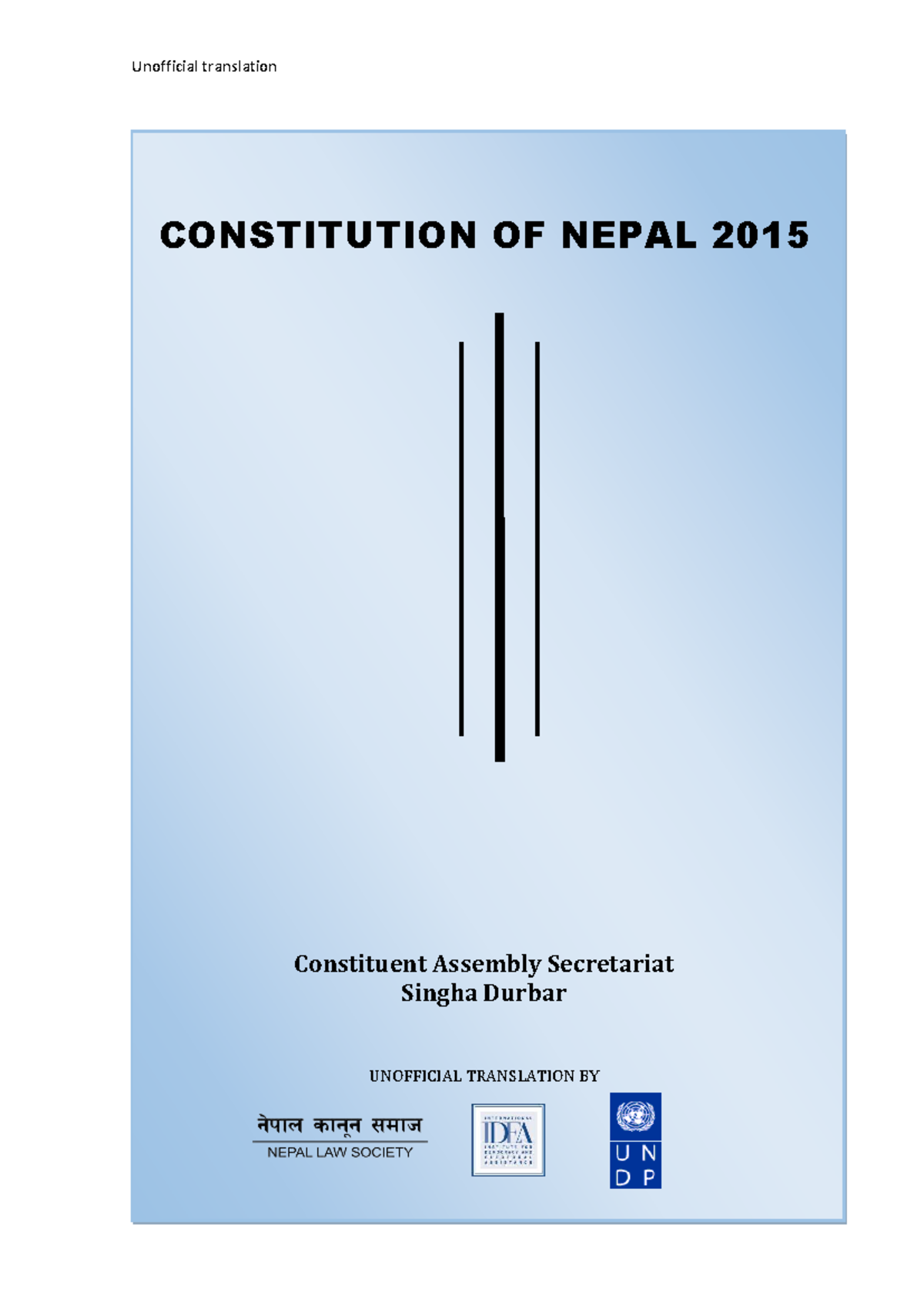 Unofficial Translation of the Constitution of Nepal 2015 - Studocu