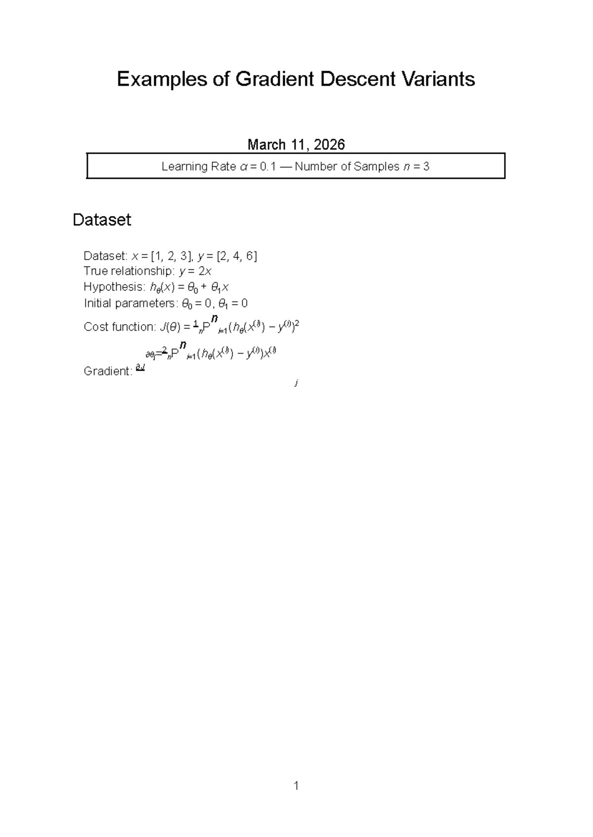 Solved Examples of GD Variants: Batch & Stochastic Methods - Studocu
